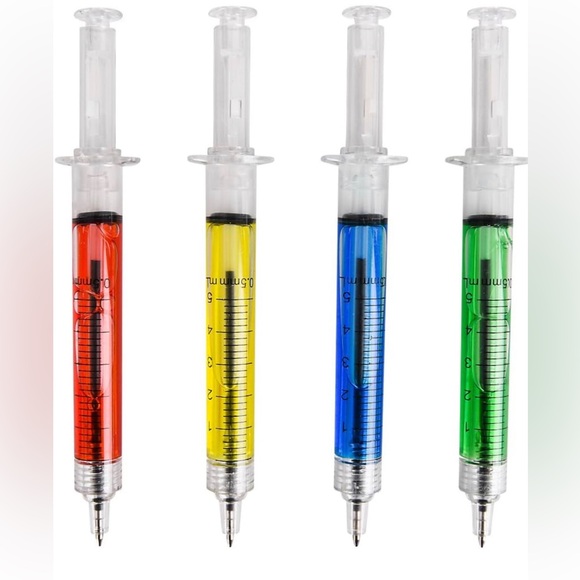NWT Syringe Pens - (Bulk Pack of 24) Retractable Fun Multi Color Novelty Pen - Picture 2 of 7